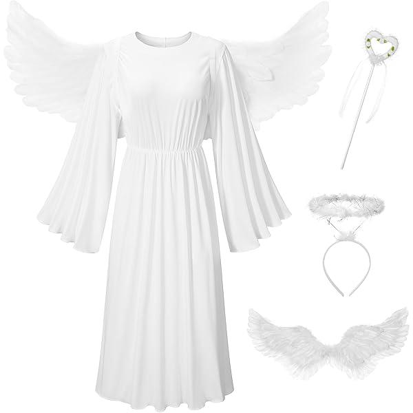 Adult Angel Costume Women White Angel Gown with Angel Wings, Size 135CM