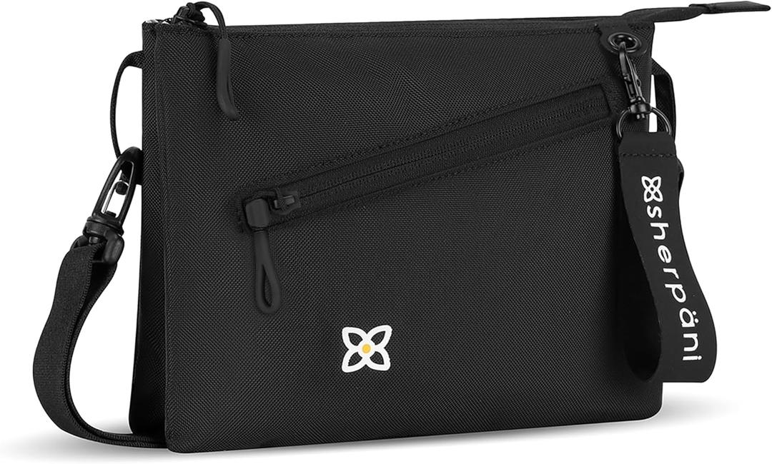 Sherpani Zoom, Small Crossbody Purse, Nylon Crossbody Bag, Lightweight Cross Body Bag, Sleek Dual Pouch, Purses for Women (One Size, Raven - Heritage)