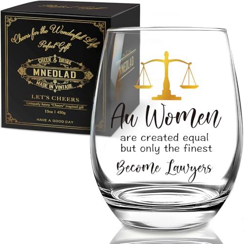 Women in Law Wine Glass - "All Women Are Created Equal But Only The Finest Become Lawyers" Engraved Funny Gift for Female Attorneys, Birthday Graduation -307