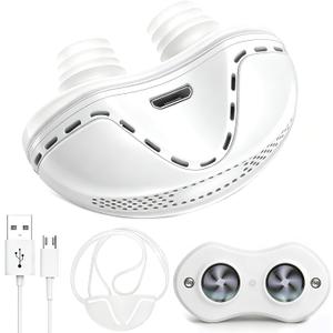 Anti Snoring Devices, Electric Anti Snoring Device, Effective Snoring Prevention, Sleep Apnea Devices for Men and Women, Adjustable Wind Speed, Suitable for All Nose Shapes, White