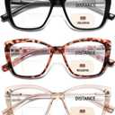 PUBOWT Bifocal Reading Glasses For Women Cat Eye Oversized Spring Hinge Frame Blue Light Computer Fashion Readers Clear Top No Line Ladies Large Stylish Progressive Invisible Eyeglasses PT2001 +2.0