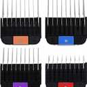 4 Pieces Animal Stainless Steel Attachment Guide Guard Combs for A5 Style Detachable Blade Pet Groomers, 1/8", 1/4", 3/8", 1/2" Compatible with Wahl KM Series Andis AG BG Oster A5 A6 Animal Clippers