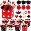 WinnerWhy 8 Sets Casino Party Decorations Poker Theme Table Centerpieces Party Toppers with Red Black Flowers Dice Box Poker Cutouts and Sticks for Casino Night Decor Birthday