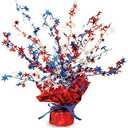 Beistle Patriotic Star Gleam ‘N Burst Centerpieces, 2-Count, Red/White/Blue Metallic Table Decor for Independence Day & American Memorial Day Parties, USA Decor, 15”