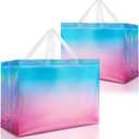Nush Nush Gradient Gift Bags Extra Large  Set of 12 Reusable Extra Large Gift Bags With Handles - Perfect XL Goodie Bag for Birthday Gifts, Bridesmaids, Thanksgiving, Baby Shower  15.5W x 6D x 12H (Pink To Aqua Rise - Extra Large)