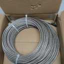 Thickened 3/16" Stainless Steel Cable, 100ft Wire Rope, 7X19 Strands Aircraft Cable, 3700lbs Breaking Strength, Zip Line for Heavy Duty Applications, Deck Railing, String Lights & Yard Zipline