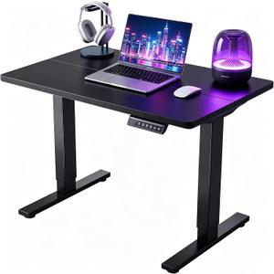 Electric Standing Desk, 32" x 24" Adjustable Height Sit Stand Desk, Small Space Workstation, Compact Computer Desk for Home Office, Stable Steel Frame (Black)