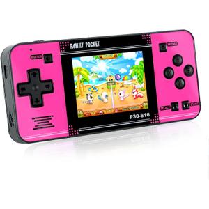 Handheld Game for Kids -Preloaded 220 Retro Video Games, Portable Gaming Player with Rechargeable Battery 3.0" LCD Screen, Mini Arcade Electronic Toy Gifts for Boys Girls (Black+Pink)