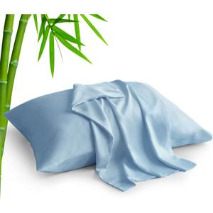 BEDELITE Standard Pillow Cases Set of 2, Rayon Derived from Bamboo, Cooling Pillow Cases for Hot Sleepers & Night Sweats, Breathable Silky Soft Envelope Pillowcases (Blue, 20"x26")