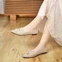 HIULYCENCE Flats for Womens Pointed Toe Ballet Flats with Bow Comfortable Knit Dressy Flats, Size US8.5