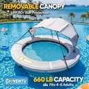 Inflatable Water Hammock, 8FT Lake Float for Adults, 660 LB Capacity, Round Float Ring with Cooling Mesh Center & Removable Shade Canopy, Drop-Stitch Platform for Pool, Lake & River