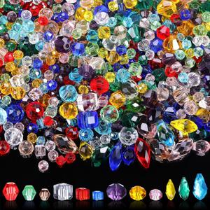 Kigeli 1280 Pcs Glass Beads Bulk Assorted Crystal Beads for Jewelry Making Faceted Teardrop Rondelle Briolette for DIY Crafts Necklace Wristband Earring Kit(Colorful) (colored)