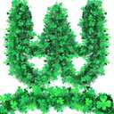TURNMEON 33 Ft by 4.3" St. Patrick's Day Tinsel Garland Decoration with Shamrocks Green Clover Metallic Streamers St.Patrick's Day Decorations Outdoor Indoor Home Wall Door Window Irish Party Supplies