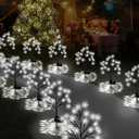 Upgrade Snowflake Solar Christmas Lights Outdoor - 2PACK 40LED Snowflake Pathway Lights for Outdoor Christmas Decorations,Waterproof Solar Garden Lights for Yard Xmas Party Decor(Cool White)
