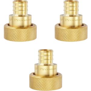 3 Pack Pure-Flow & Lead-Free Polly Alloy Brass Pex Crimp Supply Adapter, 3/4 Inch With 1 Copper Ring Crimp For Supply Line
