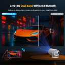 Projector with WiFi and Bluetooth, Mini Projector, 4K 1080P Support Portable Wireless Movie Projectors 220 Rotatable 130'' Screen Auto Keystone Compatible with HDMI/iPhone/TV Stick for Bedroom Indoor