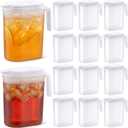 12 Pcs 2 Quart / 0.5 Gallon Plastic Pitchers with Lids Iced Tea Pitchers Drink Container with Twist Cover Tea Jug for Fridge Water Juice and Fridge Storage, Dishwasher and Freezer Safe (Square)