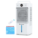 Swamp Cooler, 3-IN-1 Evaporative Air Cooler with Display & Remote, Windowless Portable Air Conditioners with Ice Cooling, 12H Timer, 6 Speeds, 60° Oscillation, Air Cooler Fan for Home Office