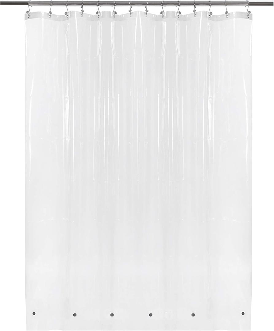 Barossa Design Clear Shower Curtain Liner 82 Width by 74 Height with Free Hooks - 6 Bottom Magnets, Waterproof PEVA, 12 Metal Grommets Curtain PEVA, 82x74