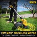 15" Cordless Weed Wacker & Edger for Dewalt 20V Battery, 4.0Ah Battery Powered Weed Eater, Brushless Motor, Fast Charger, Electric String Trimmer, Extendable Pole (Battery Included)