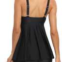SEAFORM Women's Tankini Bathing Suits Two-Piece Tummy Control Swim Dress High Waist Printing Padded Swimsuits with Boyshorts (Black, L)