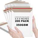 party greeting 200 Pcs 6 x 8 Inch Rigid Mailers Self Adhesive Stay Flat Rigid Envelopes Cardboard Mailers Mailing Envelopes for Protecting Shipping Photo CD Documents Gift Cards