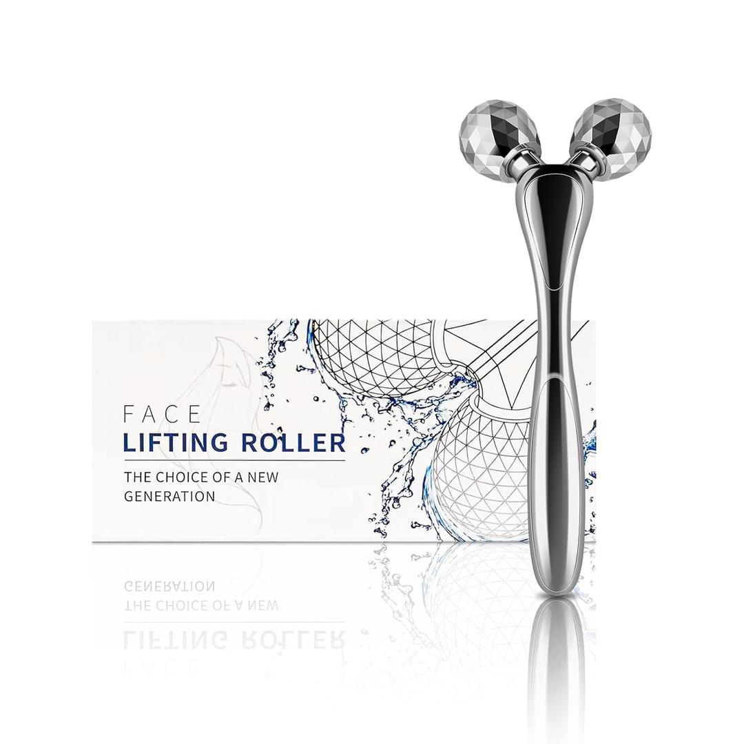 3D Facial Massager Rollers Facial Lifting Massager, Skin Care Face Body Massager Firming Tools for Body Relaxation Massage, Kneading, Body Slimming and V-Shaped Face Lift, Anti-Wrinkle (Silver)