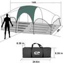 CAMPROS CP Tent 8 Person Camping Tents, Weather Resistant Family Tent, 5 Large Mesh Windows, Double Layer, Divided Curtain for Separated Room, Portable with Carry Bag