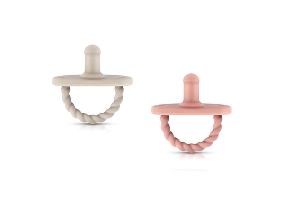 Sweetie Pacifier Soother Baby Silicone Baby Pacifier Soft Silicone Certified BPA Free Set of 2 (Light Gray - Pink)
