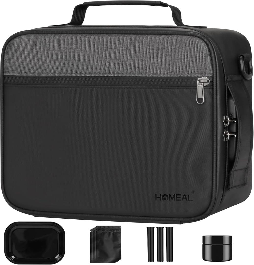 HOMEAL Large Smell Proof Stash Bag With Accessories, Containers With Lock, Box Kit, Storage and Travel Gift for Men/Women - Black XX-Large 264