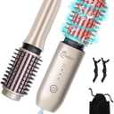 Cordless Hair Curling Iron Brush, 1.5" Mini Cordless Hair Curler, 3-in-1 Travel Curling Brush Hair Straightener Comb Rechargeable, 7000mAh Portable Ionic Heated Curling, Gold