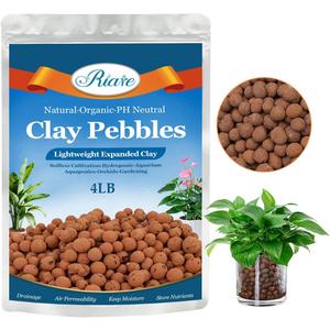 Riare 4 LBS Organic Expanded Clay Pebbles - 4mm-16mm Natural Leca Balls Lightweight Hydroponic Clay Pebbles Aggregate for Indoor Plants, Hydroponic Growing, Plants Drainage, Aquaponics