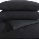 Vera Wang - Queen Comforter Set, Luxury Cotton Bedding Set with Matching Shams, Chic Room Essentials (Waffle Pique Black, Queen)