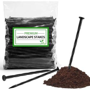 120-Pack 8-Inch Heavy Duty Plastic Landscape Edging Spikes Spiral Anchoring Nails for Paver Edging, Weed Barrier Fabric, Artificial Turf & Garden Borders Rust-Free Nylon Stakes