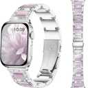 Dressy Silver iWatch Bands for Women - Compatible with Apple Watch Series 10-1/SE/Ultra, Fits 38mm 40mm 41mm 42mm 44mm 46mm - Luxury Designer Bracelet, Bling Jewelry Strap, Silver Purple 