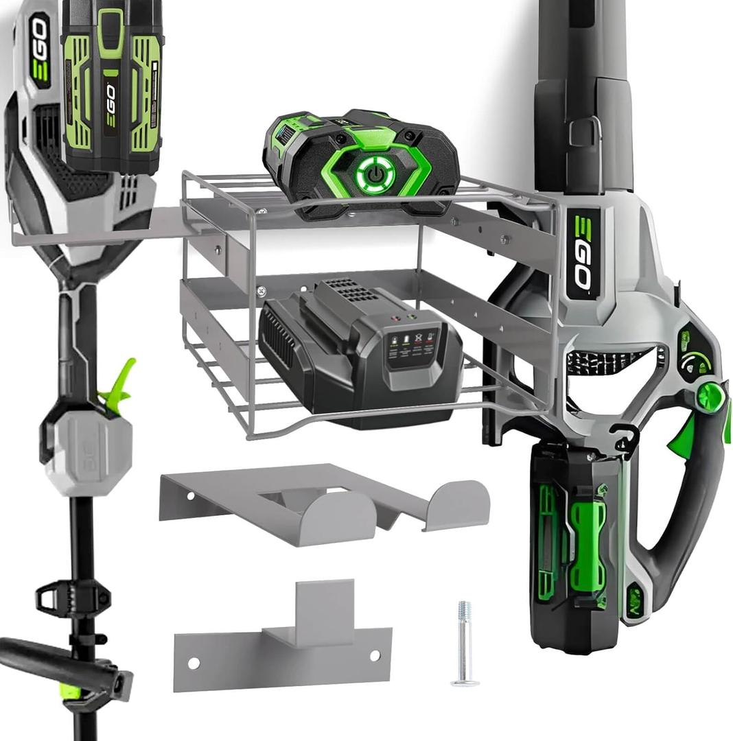 Power Tool Organizer Wall Mount - Heavy Duty Weed Eater Hanger for Garage Organization, Cuboid Garage Storage Rack for EGO Leaf Blower, Trimmer, Chainsaw, Edger, Battery, Charger, 180lbs Load Capacity