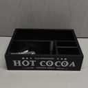 Hot Chocolate Bar Organizer with Handle, Farmhouse Hot Bar Supplies for Chocolate Maker, Countertop Wood Coffee Station Organizer Decorative Storage Bins, Cocoa Lovers Gift (Black)