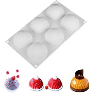 OCPO Kitchen Swirl Silicone Mold for Baking Mousse Cake, Pastry, Chocolate, Dessert, Pudding, Jelly, Cake Decorating Mold, 3D Swirl Shape (6-Cavity)