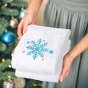JarThenaAMCS Christmas Hand Towels Winter Blue Snowflake Embroidered Cotton Bathroom Towel Absorbent Bath Towel for Holiday Hand Drying Cleaning Cooking, 29.5 x 13.7 Inch, 2Pcs