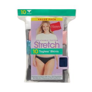 Hanes 10 Tagless Bikini Cotton 6/M
