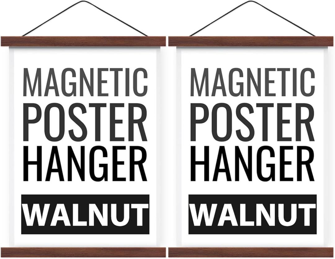 Magnetic Poster Hanger Frame for 20x30 20x28 20x20 Movie Music Posters Wall Art, Walnut Wood Picture Frames for Large Canvas Diamond Map Decor, Living Room Calendar Banner Tapestry Photo Hanging Stand 20"