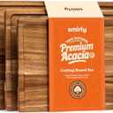 SMIRLY Wood Cutting Board, Bamboo Cutting Board Set, Chopping Board and Wooden Cutting Boards for Kitchen, Small Wood Cutting Board and butcher block (Acacia Wood, 3 Pack)