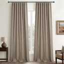 Living Room Pleated Linen Curtains 108 Inches Long 2 Panel Sets, Farmhouse Natural Burlap Light Filtering Ceiling Track Semi Sheer for Bedroom Privacy Dark Flax Tan Windows Drapes 52"W x 108"L