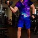 Goodstoworld Male Hawaiian Romper Fashion Zipper Slim Fit Jumpsuit with Pocket S-XXL (Medium, A5 Galaxy)