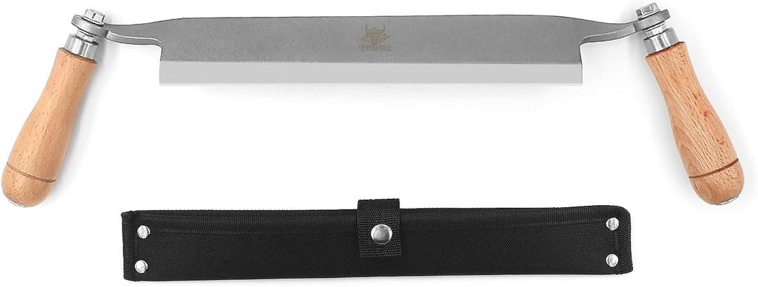 Draw Knife, Straight Debarking Tool No Assembly Required, Overall 18"/ 10" Blade Woodworking Tool,1065 Manganese Steel, Ergonomic Solid Wood Handle