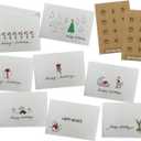 Happy Holidays Greeting Card/Gift Tag Collection - 24 Cards with Envelopes with Kraft Seals