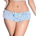 SHENHE Women's Layered Lace Satin Underwear Ruffle Bow Panty Mid Rise Kawaii Lolita Brief XL