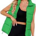 Century Star Puffer Vest for Women's Outerwear Vests Puffy Oversized 2024 Quilted Vest Tops Jackets Coat with Pockets Size S