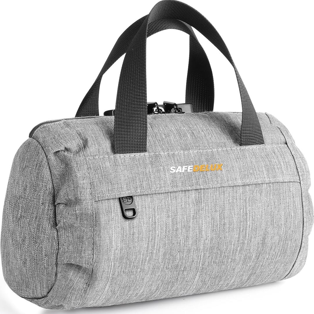 Smell Proof Bag with Combination Lock, Odorless Activated Carbon Fiber Smell Proof Container, Portable Stash Box for Travel, Home, Office & Gifts (Grey) (9x4x5)
