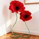 2 Pcs 5ft Large Red Poppy Flowers Giant Artificial Poppy Standing Huge Handcrafted Decoration for Garden Hotel Office Wicked Birthday Wedding Bridal Shower Art Gallery Shop Window Display